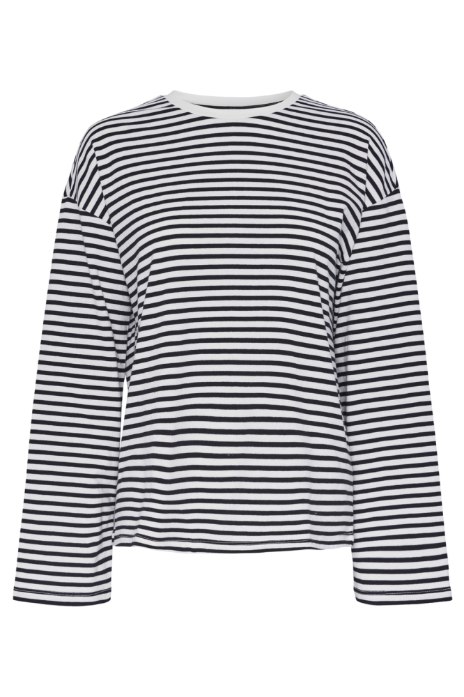 PCSADIE LS TOP NOOS 17146655 Cloud Dancer Stripes/ Black